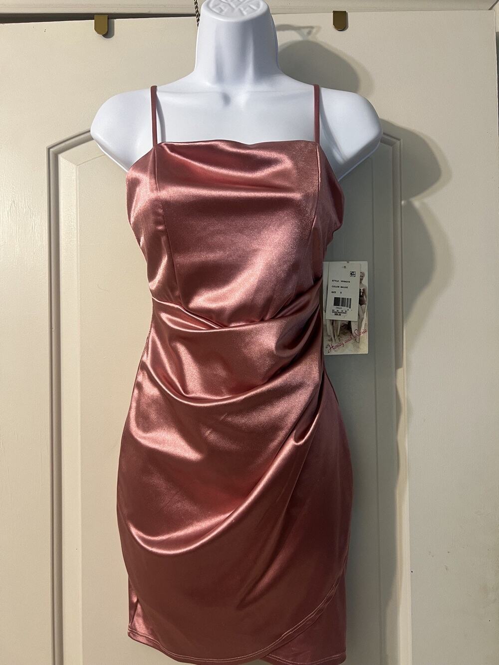 Honey & Rosie Satin Mini Dress– Size S Mauve Pink